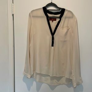Cream and Black - 7 For All Mankind 100% Silk shirt- Small